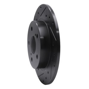 Scion TC Brake Rotor (1) - Rear Left - R1 Concepts - Drilled & Slotted - Black - `11-`16